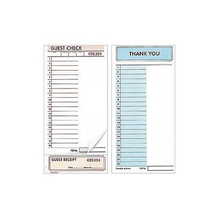 RDW 2-Part Loose Guest Checks, 250 Count, PK8 3137LSE